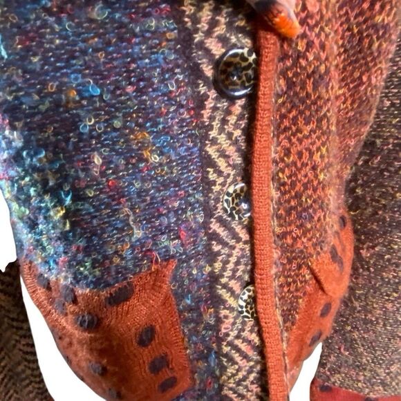 Coldwater Creek Womens Artsy Boho Patchwork Knit Cardigan Sweater XL - Picture 2 of 7